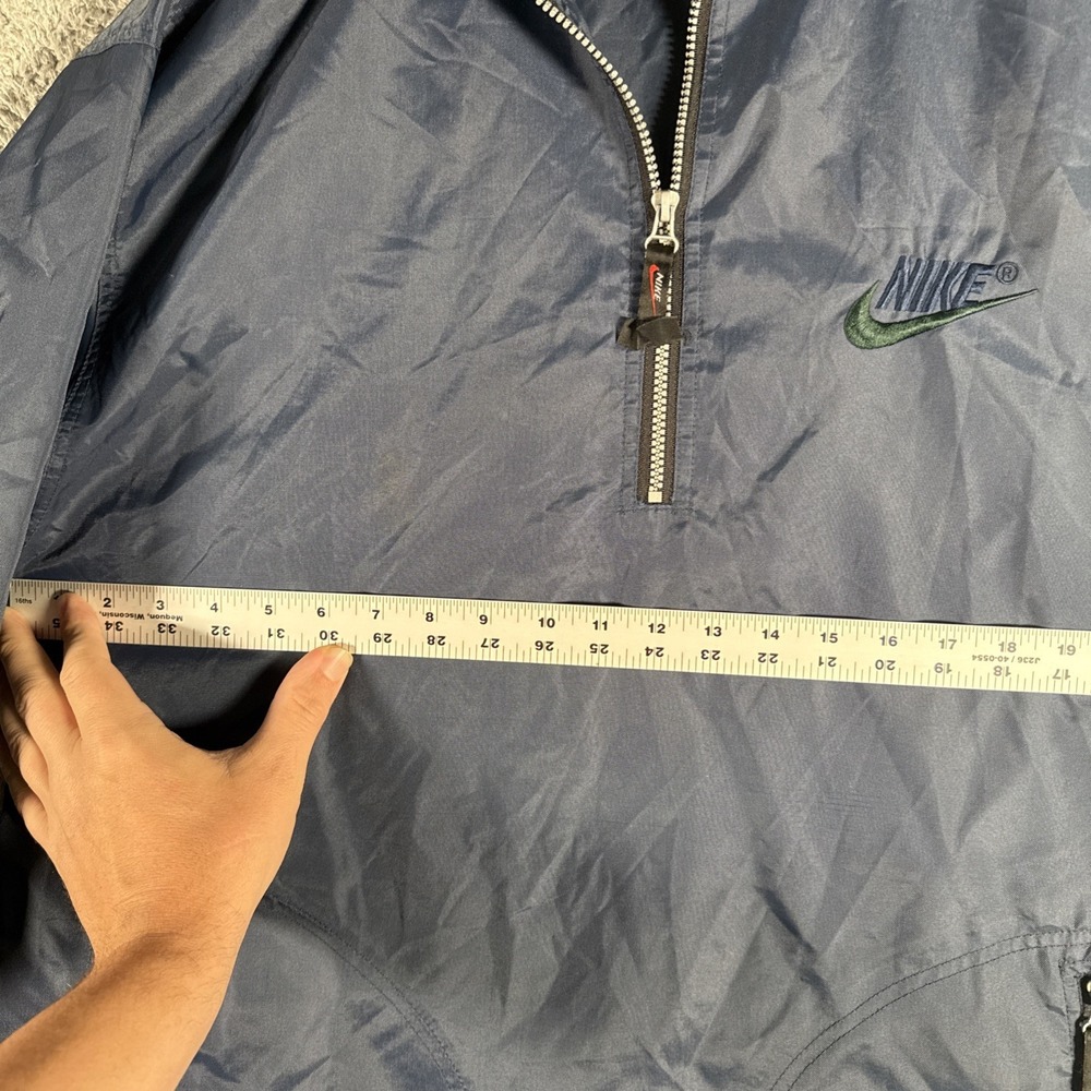 Nike Windbreaker Jacket Mens Med Half Zip Back Swoosh White Tag Read - Picture 10 of 15